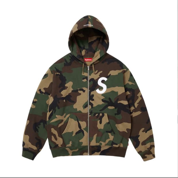 슈프림 카모 S로고 후드집업 S사이즈