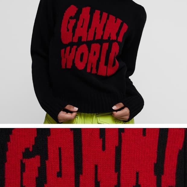 GANNI 월드 로고 니트 스웨터