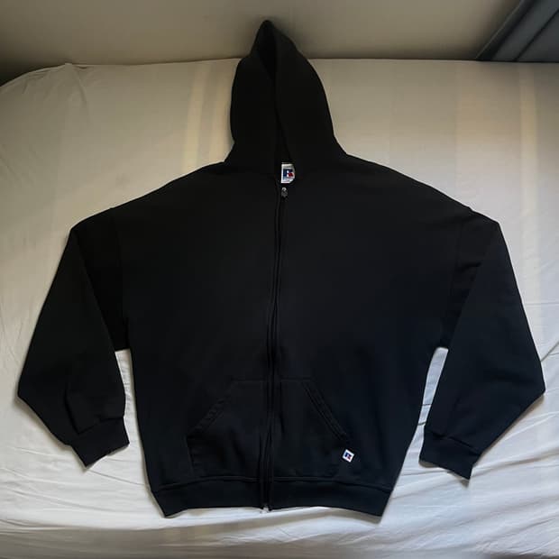 90s 빈티지 러셀 후드집업 블랙