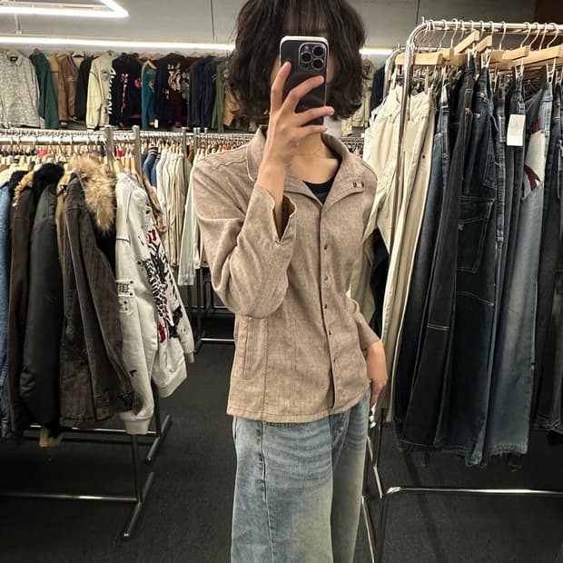 OS)frohlich 빈티지 여성 베이지 셔츠 자켓