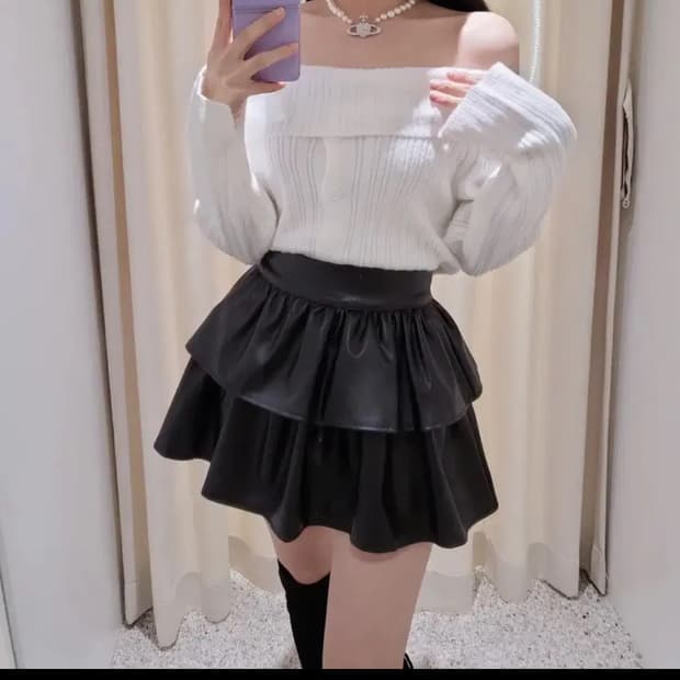 갸루st 레더 캉캉 스커트