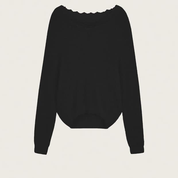 [택달린 새상품] 클리시어 블러쉬 레이스 오프숄더 니트 블랙 블러시