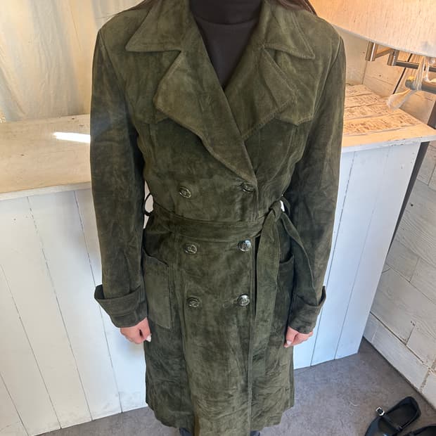 green suede coat