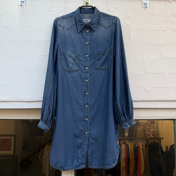 Diesel 디젤 데님 셔츠 드레스 XS