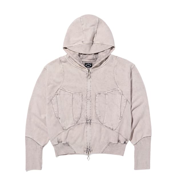 미스치프 빅포켓 후드 블리치드 핑크 그레이 M