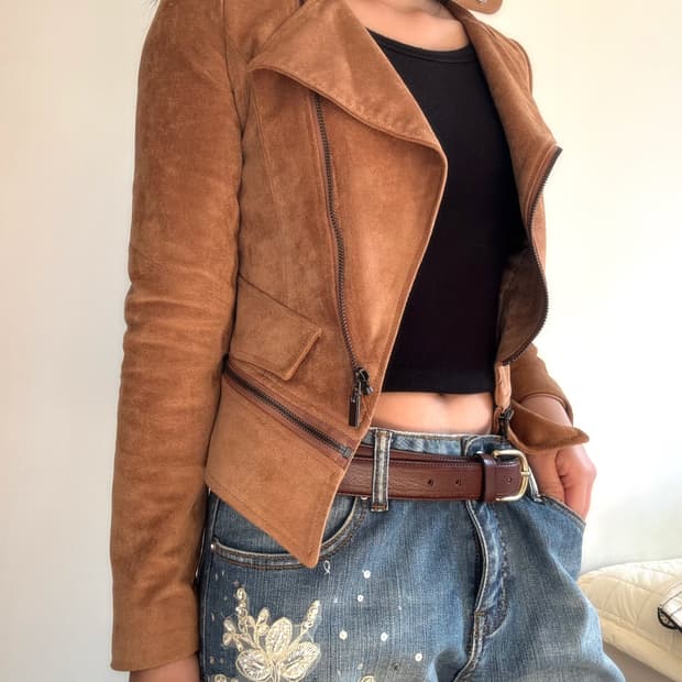 스웨이드 크롭 자켓