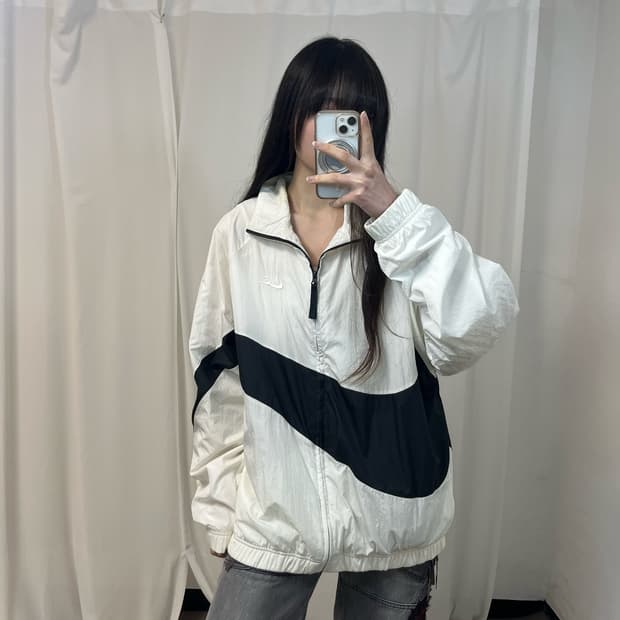 Nike big swoosh white windbreaker