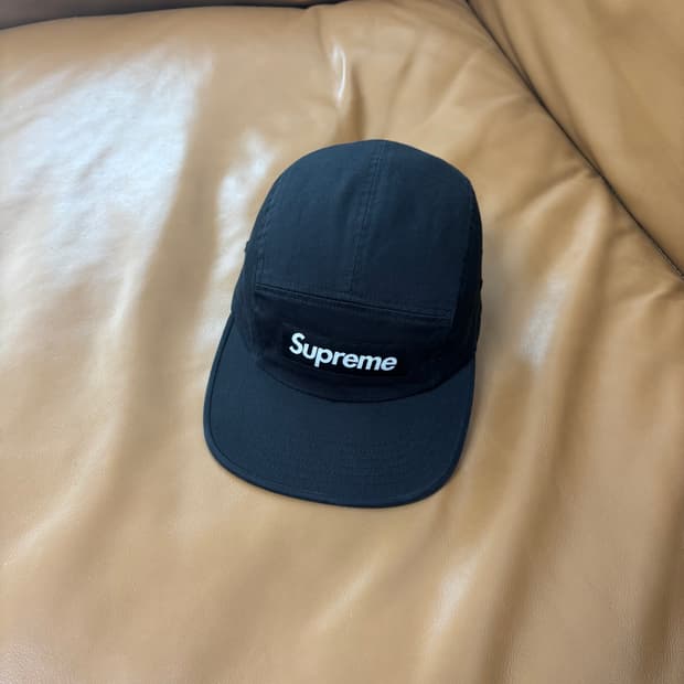 슈프림 캠프캡 모자 박스로고 워시드 치노 블랙