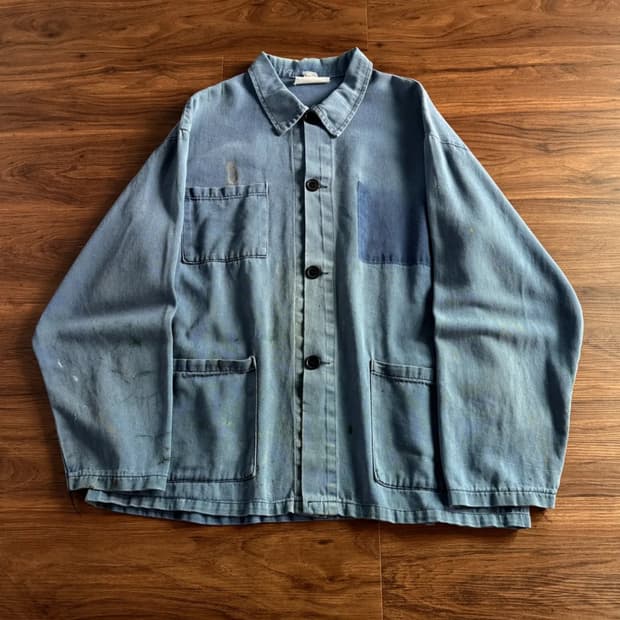 [XL]80's 빈티지 페인팅 고스트 포켓 프렌치 워크 자켓