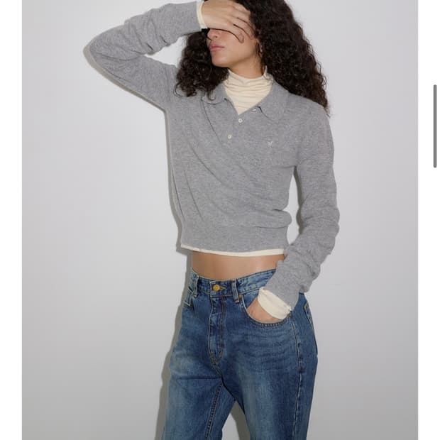 오버듀플레어 카라 피케티니트 그레이 