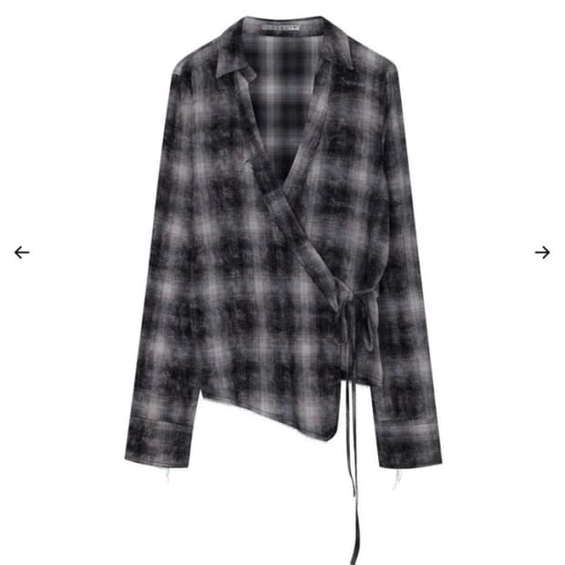 보헤미안서울 WRAP UNBALANCE CHECK SHIRT