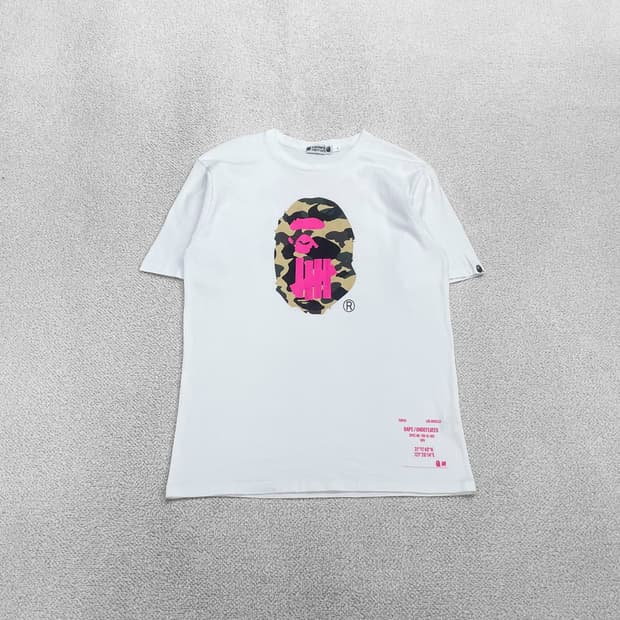 베이프 Bape x 언디핏 황계 사루 반팔 티셔츠 화이트