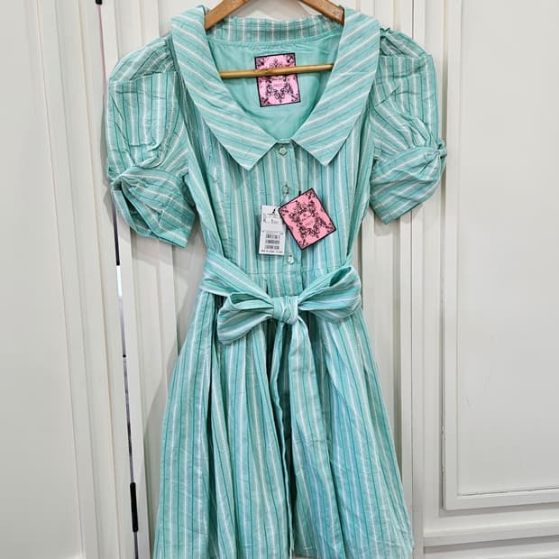민트 스트라이프 세일러카라 원피스