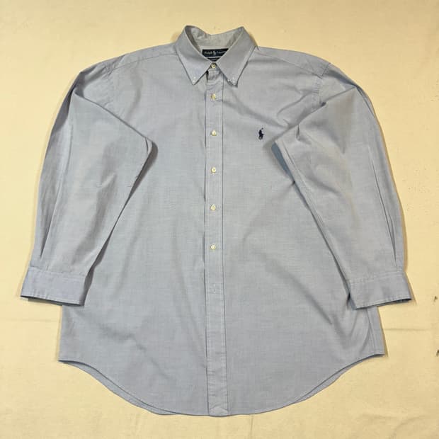 XL) 폴로 랄프로렌 하늘색 솔리드 옥스포드 셔츠