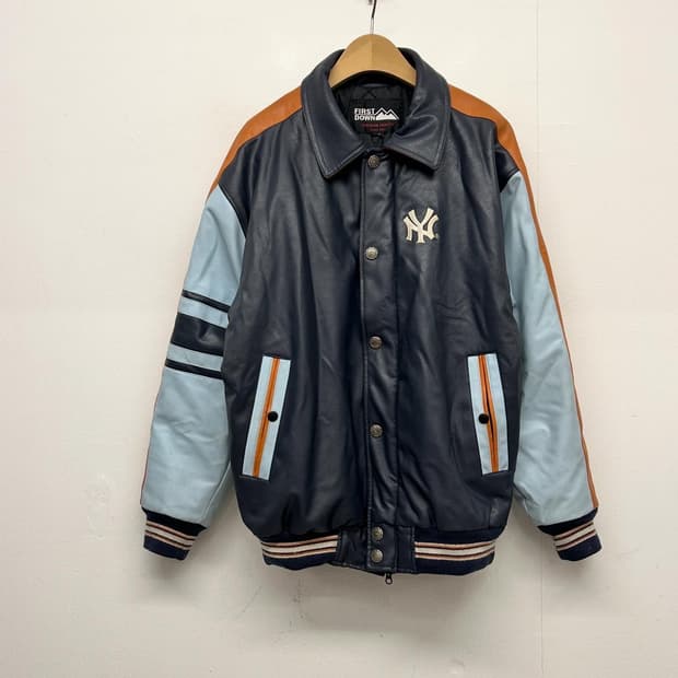 퍼스트다운 뉴욕양키스 PU 인조가죽 바시티자켓