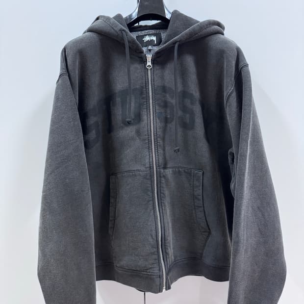 s)스투시 페이디드 그래픽 집업 후드 워시드 블랙 