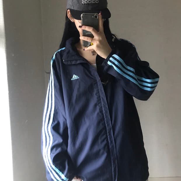 아디다스 네이비 연하늘 00s 바람막이