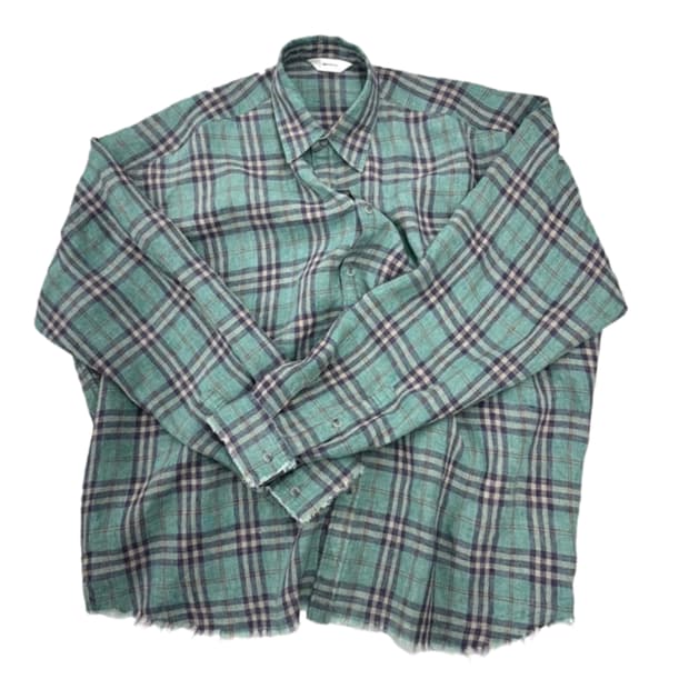 (1) 논노드 플렉서블 스트링 체크 셔츠 이탈리안 그런지 민트