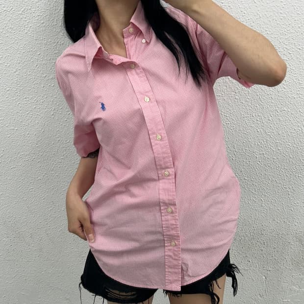 폴로 랄프로렌 스카이블루포니 핑크체크 셔츠 16
