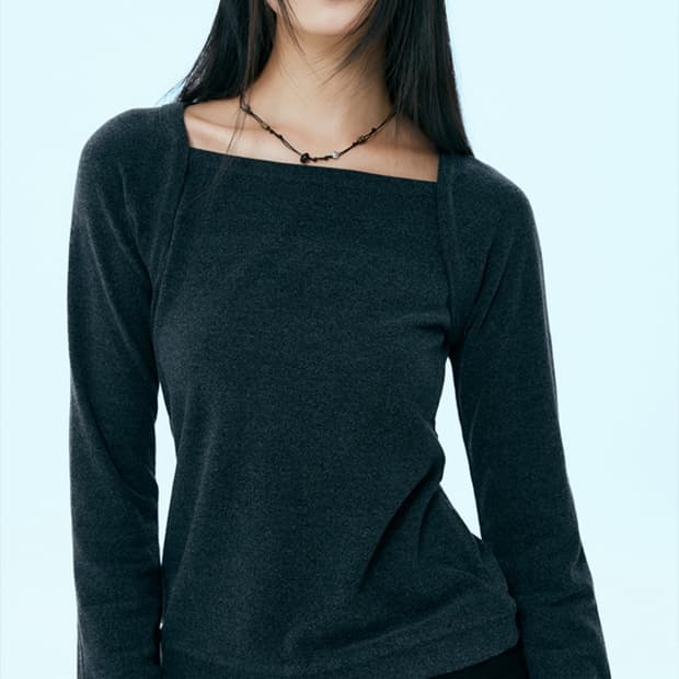 미쏘 스퀘어넥 볼레로 티셔츠 