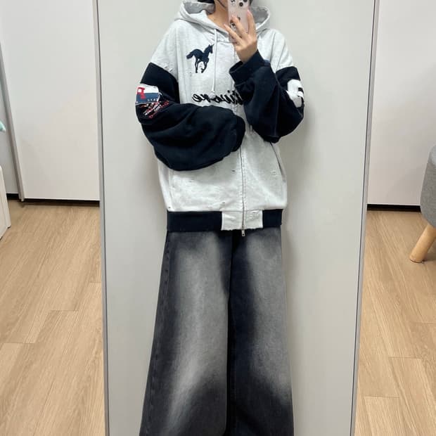 (새상품) 프로토콜 인덱스 버티보어 화이트 멜란지 후드집업