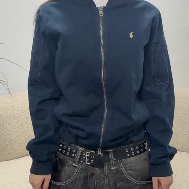 90s POLO 네이비 투웨이 코튼 블루종 jk