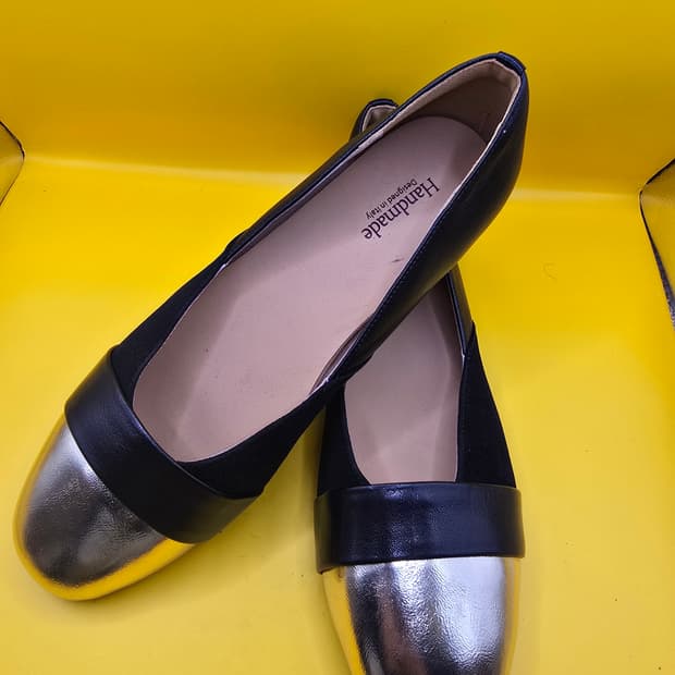 가죽수제화 여성 플랫 (골드배색)250