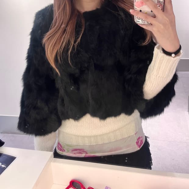 갸루 y2k 블랙 퍼자켓 S 코트 베이비메탈클럽 빈티지