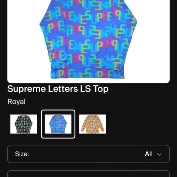 ‼️급처분‼️슈프림 S/S18 Letters LS Top 로얄 M 롱슬리