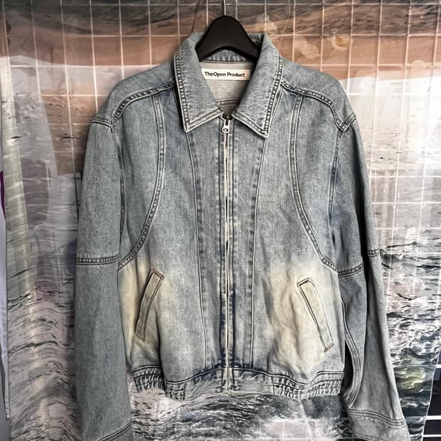 OPEN YY WASHED DENIM BOMBER JACKET