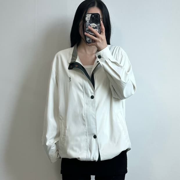 입생로랑 아카이브 90s 화이트 스윙톱 바람막이 자켓