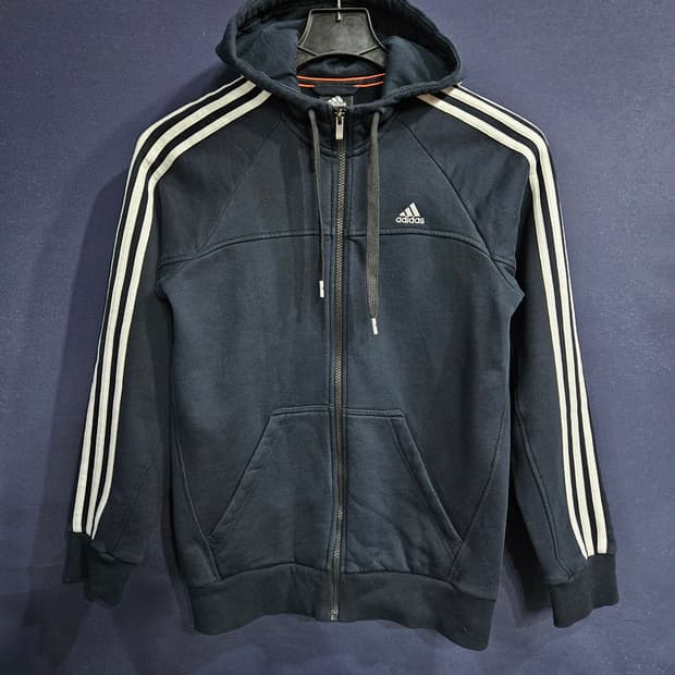 아디다스 삼선 다크네이비 남성 슬림핏 95 기모 후드집업 