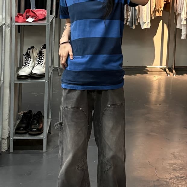 아베크롬비 스트라이프 자수 로고 카라 반팔 A3816