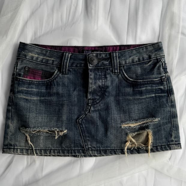 체크포켓 로우라이즈 데님스커트