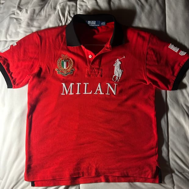 (유일매물)정품 폴로 랄프로렌 빅포니 밀란 레드 반팔 카라티