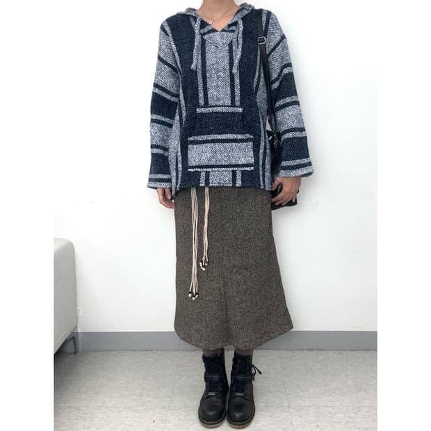 빈티지 브라운 울 스커트