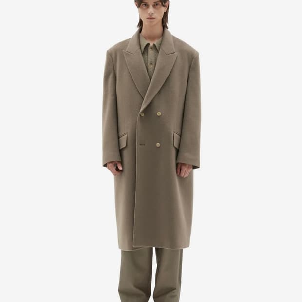 브라운야드 더블 코트 다크베이지