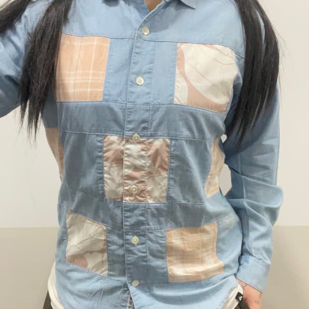 nanamica 나나미카 샴브레이 패치워크 긴팔셔츠