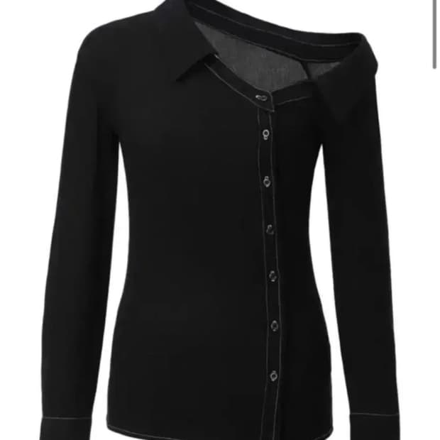 threetimes 쓰리타임즈 스티치 셔츠 블랙