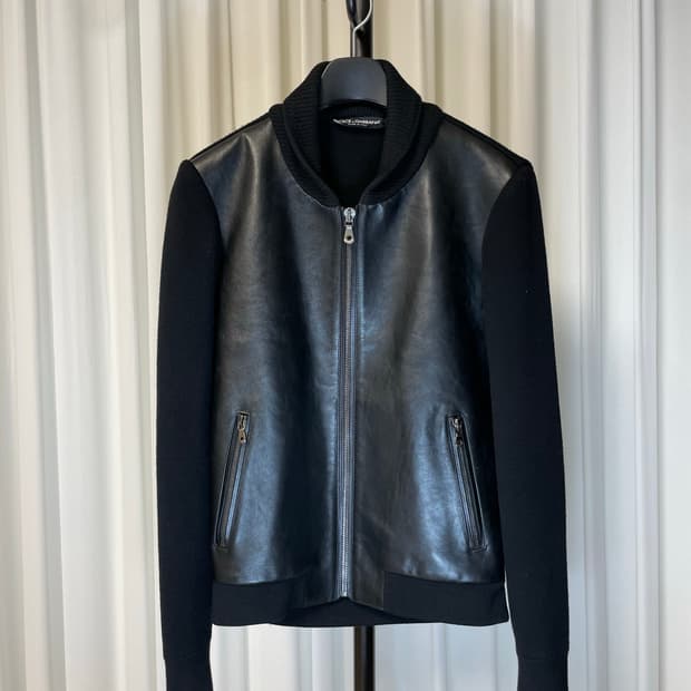 돌체앤가바나 레더 니트 자켓