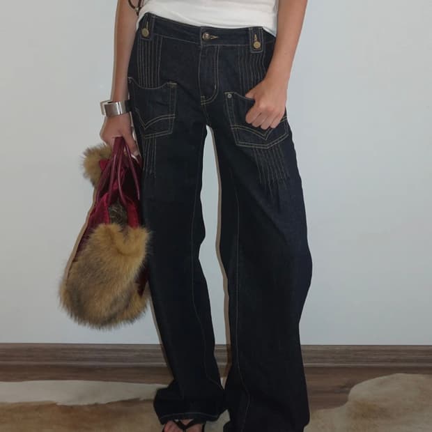 Pintuck Pocket Denim Pants [Indigo]