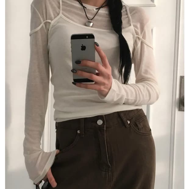 모디무드 레이어드 나시 긴팔 티셔츠