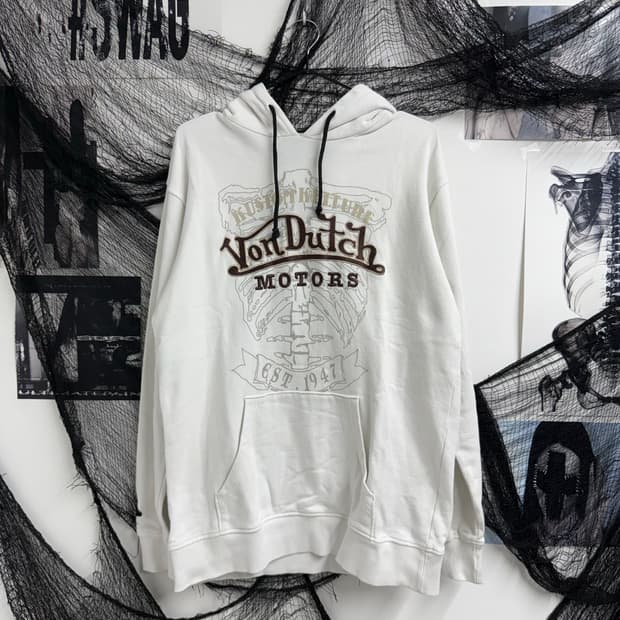 Von dutch skull printing hoodie longslee