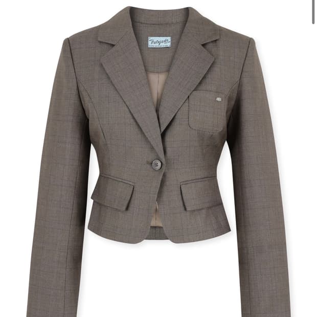 Demure Crop Set-Up Jacket In Brown+skirt