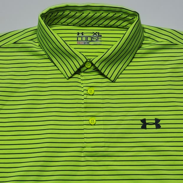 언더아머 남성 골프웨어 셔츠 XL 라임 스트라이프 거의 새상품
