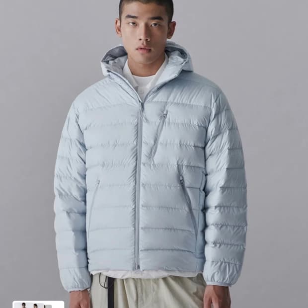 무신사 스탠다드 시티 레저 후디드 라이트 다운 재킷 클라우디 블루 L