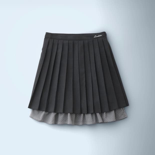 배드블루 P Pleats Mid Skirt Charcoal