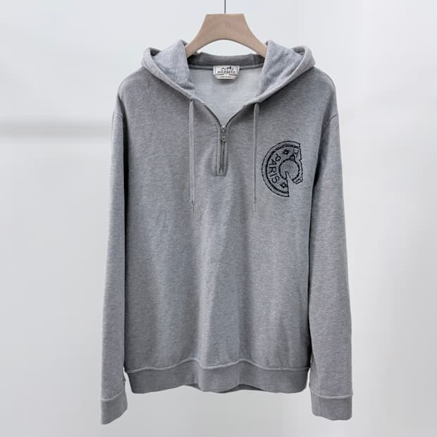 [S+급/2XL] 에르메스 크루드 후드 반집업 그레이