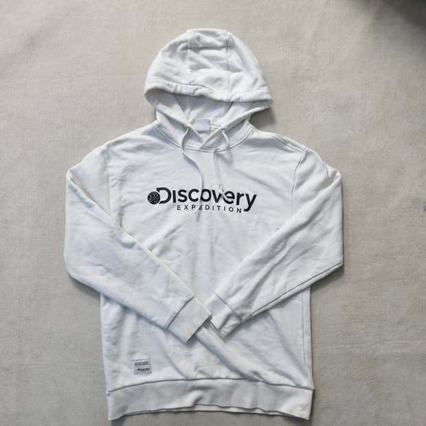 95 디스커버리 화이트 빅 로고 후드티 0310Y