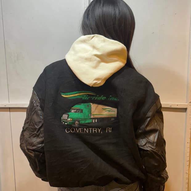 90s Vintage Hooded Varsity Jacket